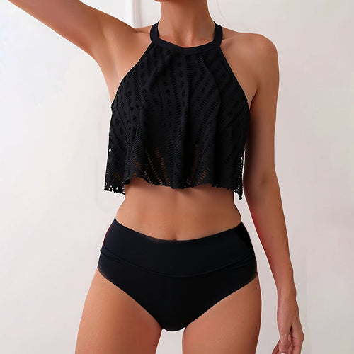 Damen Bikini-Set mit lässigem Crop-Top und hochtaillierten Höschen Drune