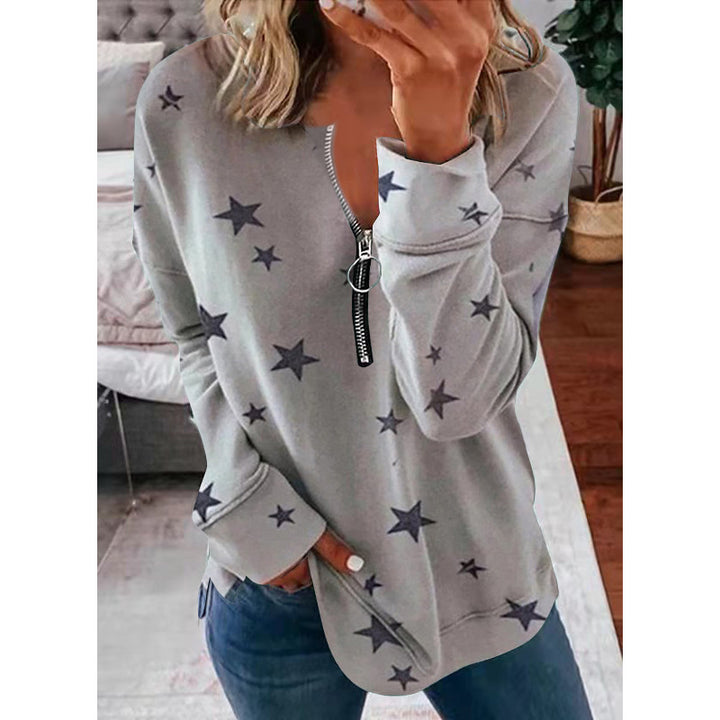 Damen Kapuzensweatshirt mit Reißverschluss und Sternenmuster Drune