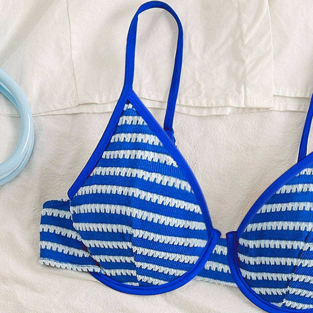 Damen Push-Up Bikini mit trendigem Streifenmuster Drune