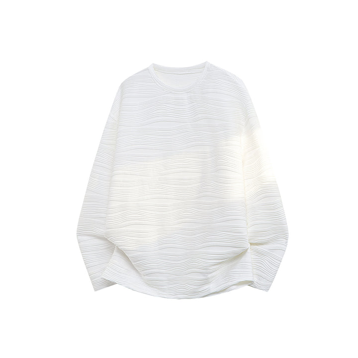 Unisex Oversize Wellenstruktur-Sweatshirt mit Rundhalsausschnitt Drune