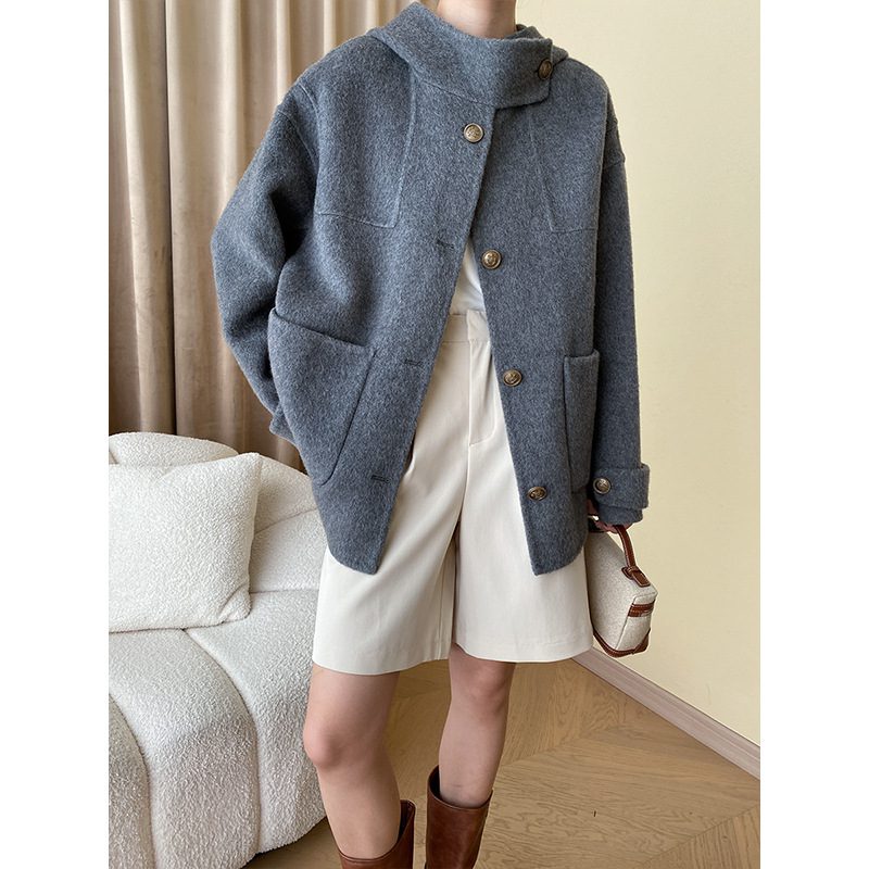 Drune | Wollmischung Mantel - Knopf-Down-Design - Weicher Wollmischgeweb - Herbst & Winter Chic