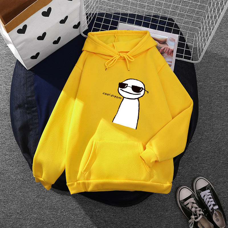 Damen nan Kapuzenpullover mit minimalistischer Grafik, lockerer Oversize-Passform und Kängurutasche Drune