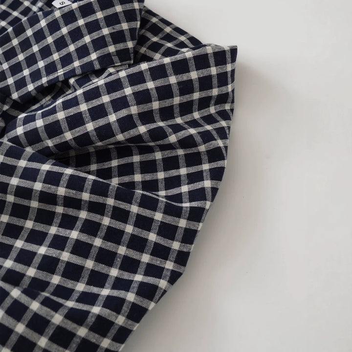 Damen Oversize kariertes Hemd mit abgerundetem Saum Drune
