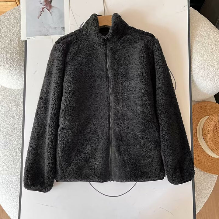 Damen Flauschige Fleecejacke mit hohem Kragen und Reißverschluss Drune
