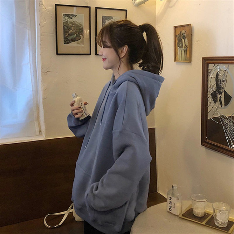 Damen kuscheliger Oversized-Hoodie mit hohem Kragen und praktischen Kängurutaschen Drune