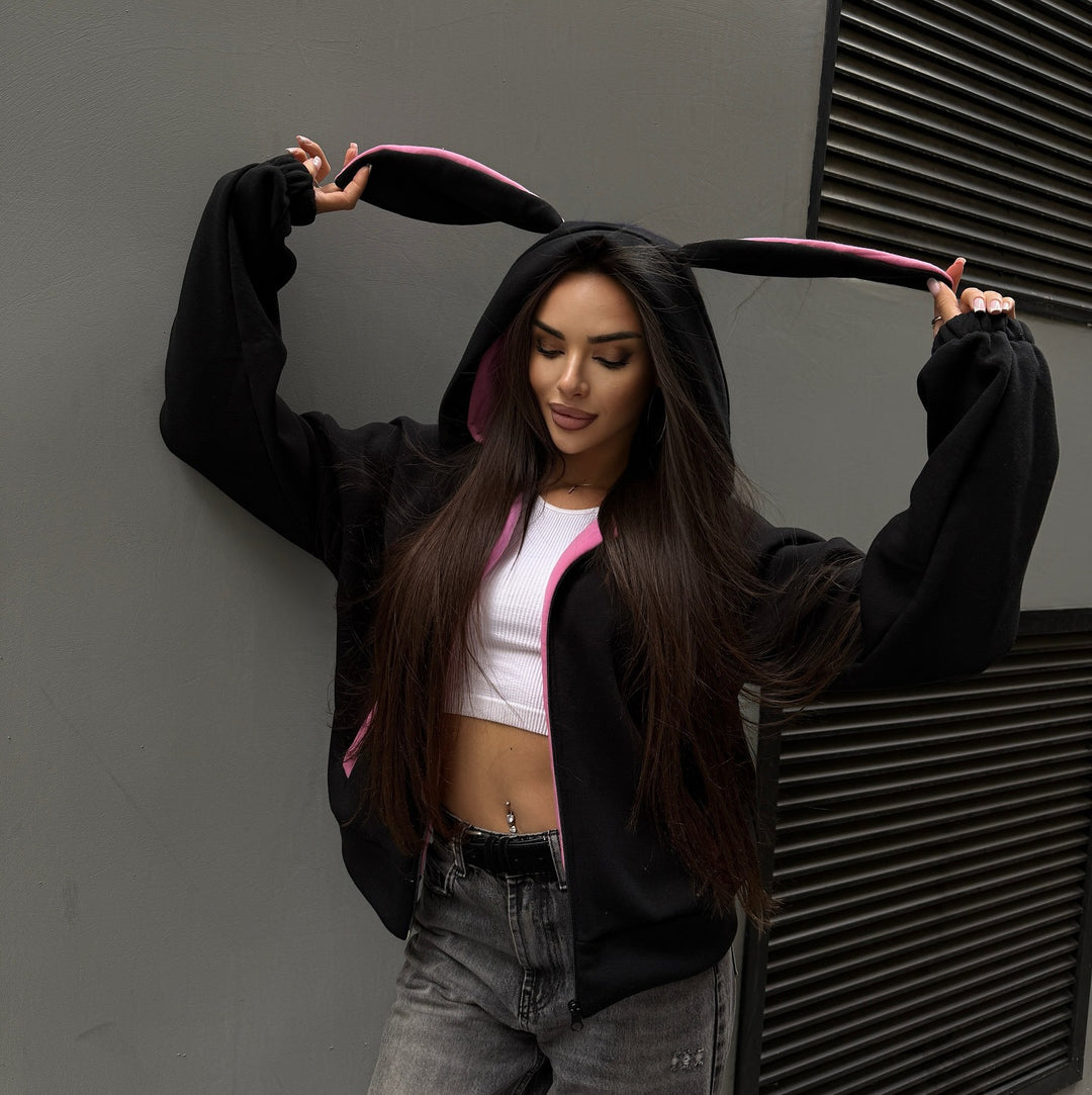 Damen Hoodie mit Hasenohren und oversized Schnitt Drune