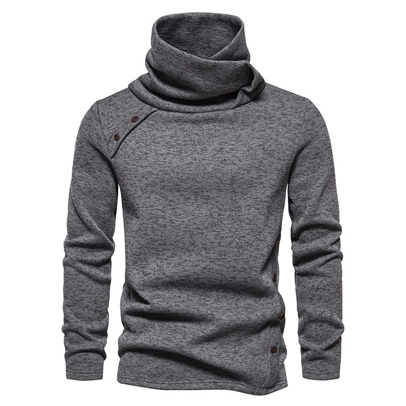 Herren nan Strickpullover mit großem Schalkragen, asymmetrischer Knopfleiste und schmaler Silhouette Drune