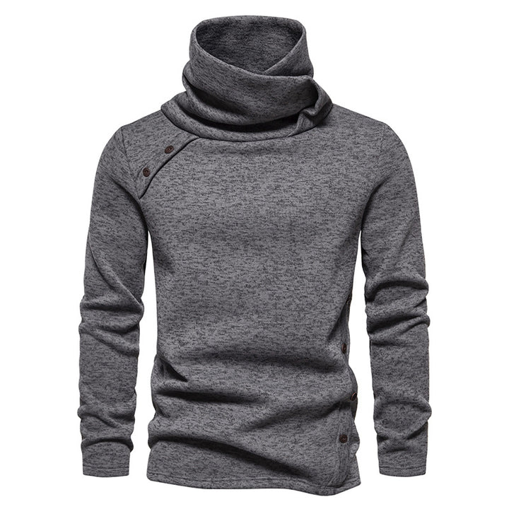 Herren nan Strickpullover mit großem Schalkragen, asymmetrischer Knopfleiste und schmaler Silhouette Drune