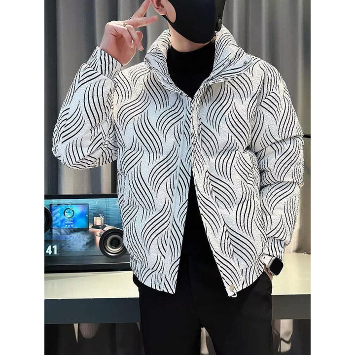 Herren Modische Steppjacke mit Wellenmuster Drune