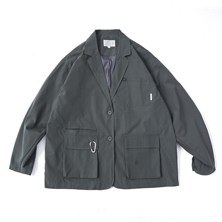 Unisex Weit geschnittener Utility-Blazer mit Multifunktionstaschen Drune