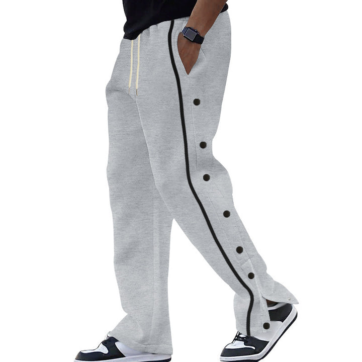 Herren Seitenknopf-Jogginghose mit Kontraststreifen und Kordelzug Drune