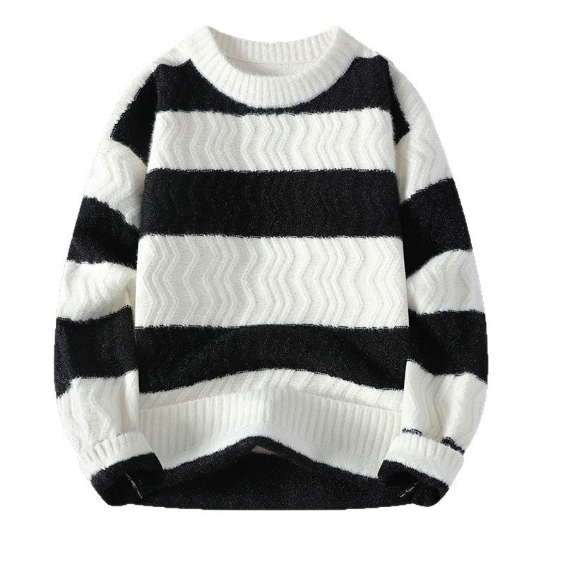Herren Grobstrickpullover mit Wellenmuster Drune