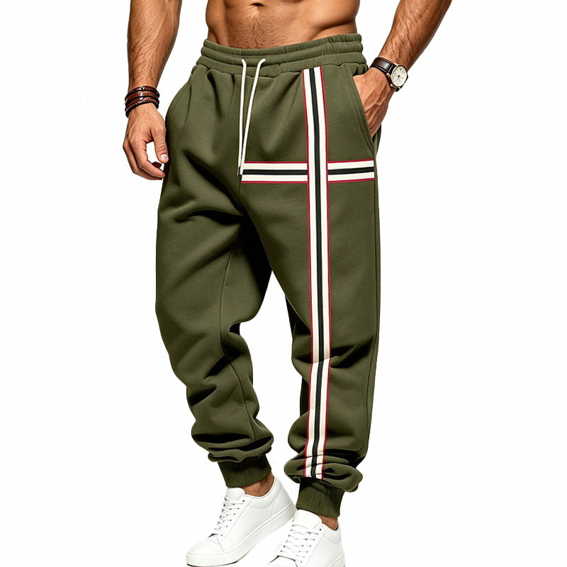 Herren Jogginghose mit kontrastierenden Seiten- und Querstreifen Drune
