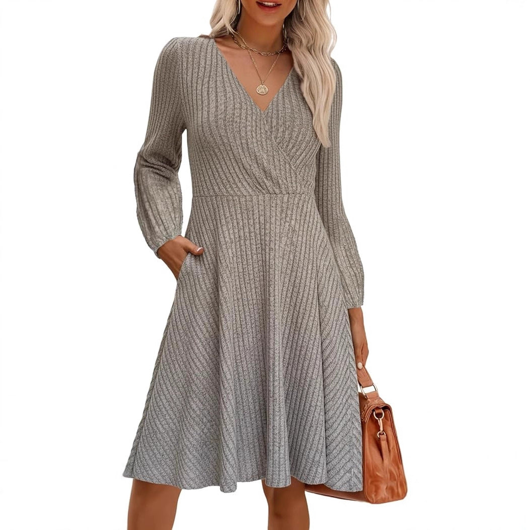 Damen elegantes Viskose-Minikleid mit strukturiertem Oberteil und voluminösen Ärmeln Drune