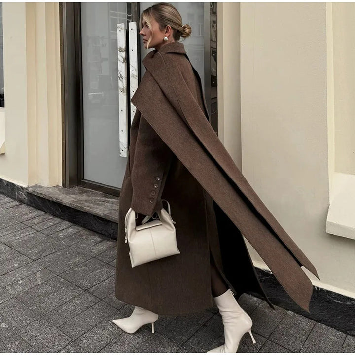 Damen Eleganter Oversize-Mantel mit schickem Kapuzenaufsatz Drune