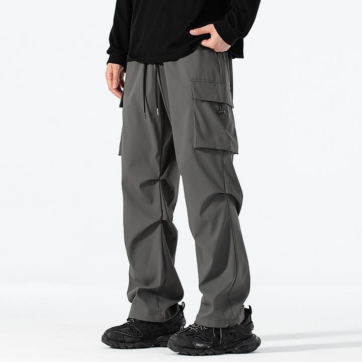 Herren Locker geschnittene Cargo-Utility-Hose mit Kordelzugbund und Mehrfachtaschen Drune