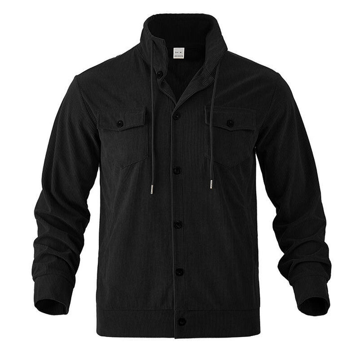 Herren nan funktionale Cord-Hemdjacke mit hohem Stehkragen, Kordelzug und aufgesetzten Pattentaschen Drune