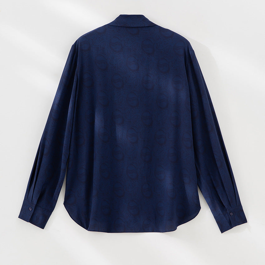 Damen Elegante Schleifenkragen-Bluse mit Jacquardstruktur und lockerer Passform Drune