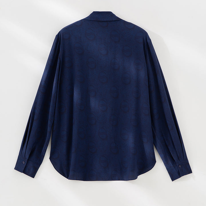 Damen Elegante Schleifenkragen-Bluse mit Jacquardstruktur und lockerer Passform Drune