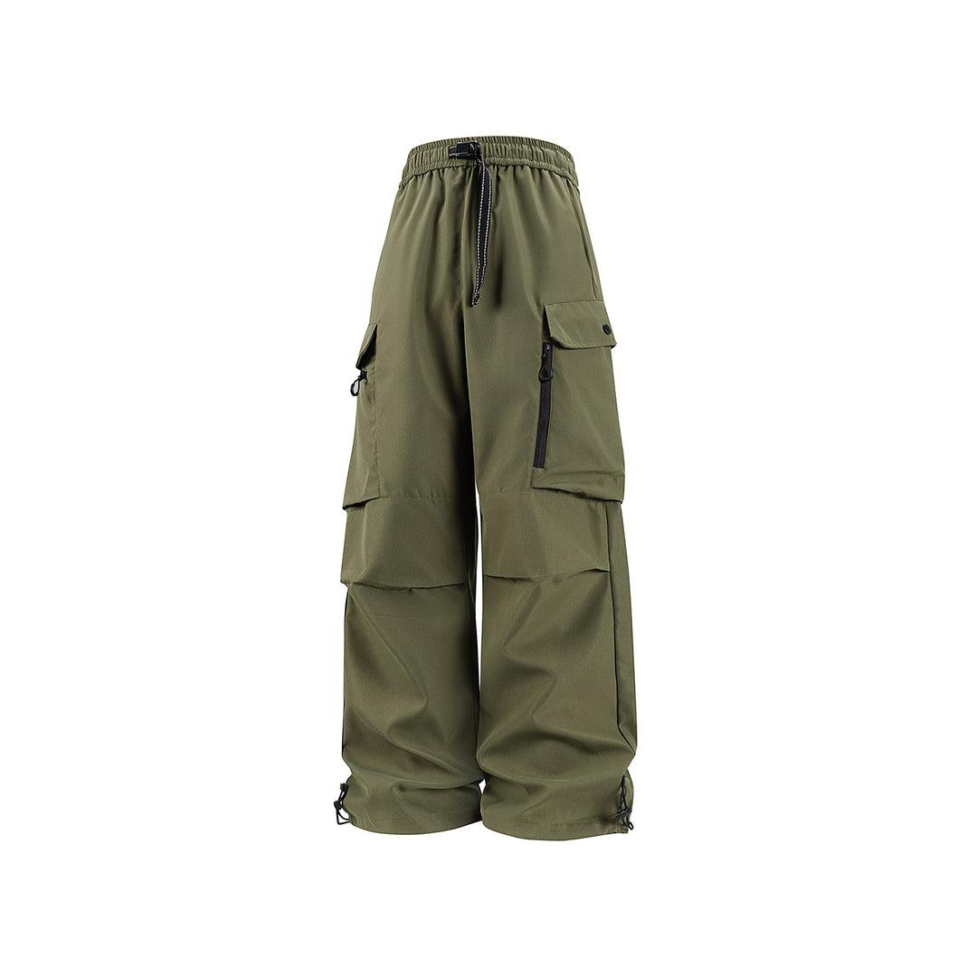 Unisex Weite technische Cargo-Hose mit Multifachtaschen, Tunnelzug und verstellbaren Beinabschlüssen Drune