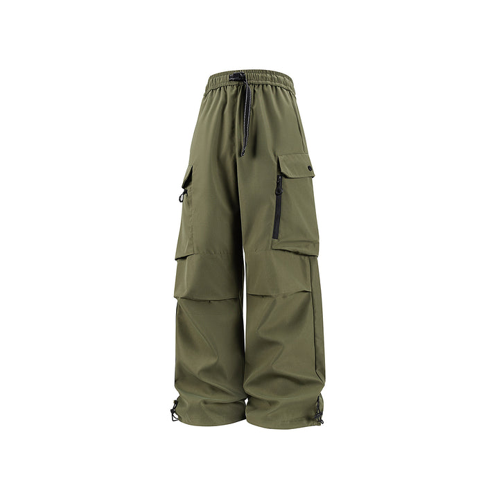 Unisex Weite technische Cargo-Hose mit Multifachtaschen, Tunnelzug und verstellbaren Beinabschlüssen Drune