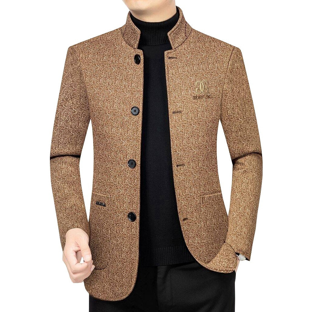 Herren Moderner Stehkragen-Blazer im Travel-Stil mit wattierter Innenfütterung Drune