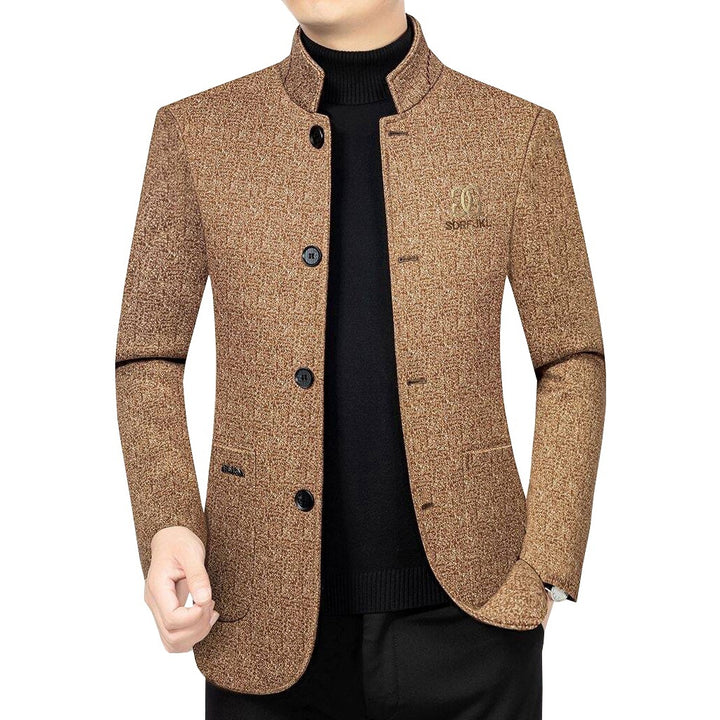 Herren Moderner Stehkragen-Blazer im Travel-Stil mit wattierter Innenfütterung Drune
