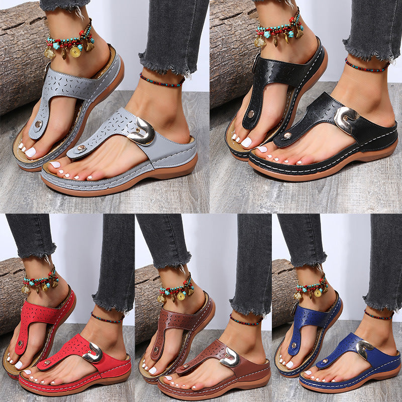 Damen Komfortable Zehentrenner-Sandalen mit modischem Riemen-Design Drune