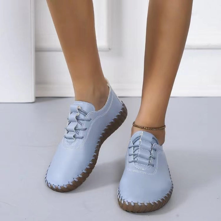 Damen bequeme Schnürschuhe aus hochwertigem Leder mit ergonomischer Sohle Drune