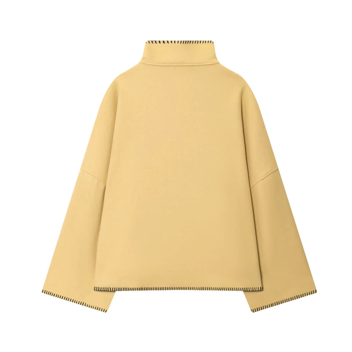 Damen nan weite Wollcape-Jacke mit hohem Stehkragen und asymmetrischer Knopfleiste Drune