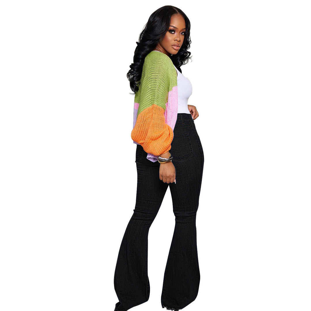 Damen Hochtaillierte Flared-Jeans mit Stretchkomfort und strategischen Knie-Cutouts Drune