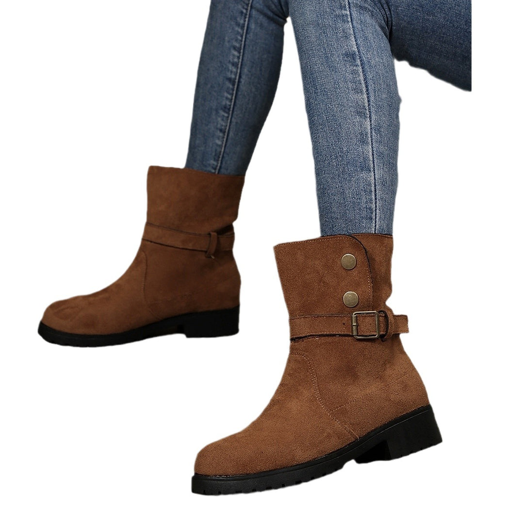 Damen modische Stiefel mit stylishen Schnallen und trendigem Design Drune