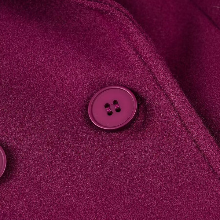 Damen Maxilanger zweireihiger Mantel mit Oversize-Revers und Ärmelriegeln Drune