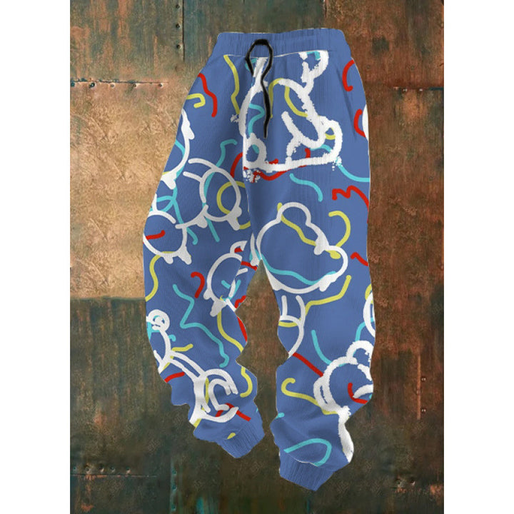 Damen Bequeme Freizeithose mit kreativem Druck Drune
