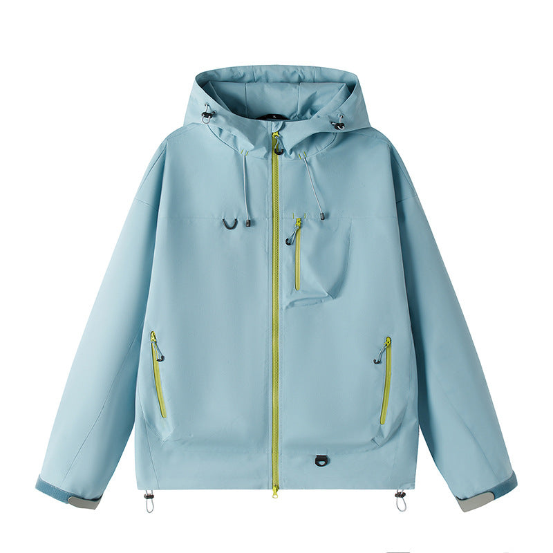 Herren Leichte Tech-Softshelljacke mit Kapuze, verstellbarem Saum und Kontrast-Reißverschlüssen Drune