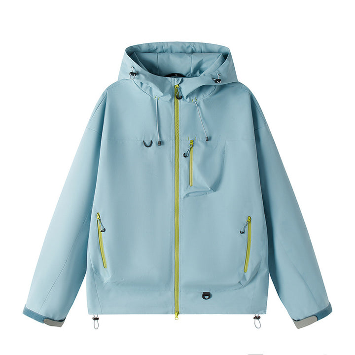 Herren Leichte Tech-Softshelljacke mit Kapuze, verstellbarem Saum und Kontrast-Reißverschlüssen Drune