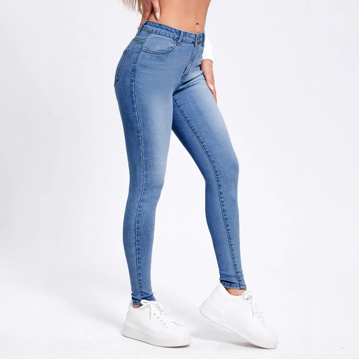 Damen Hochgeschnittene elastische Skinny-Jeans mit hoher Taille und Slim-Fit Drune