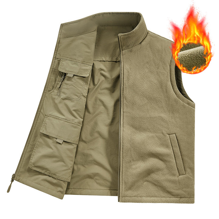 Herren Thermo-Utility-Weste mit Fleece-Innenfutter, winddichtem Shell und Multifunktionstaschen Drune