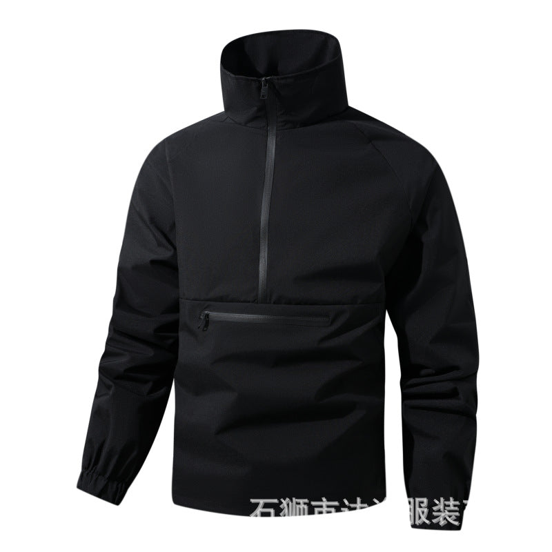 Herren Wind- und Wasserabweisende Anorak-Pulloverjacke mit Halbreißverschluss und Kängurutasche Drune