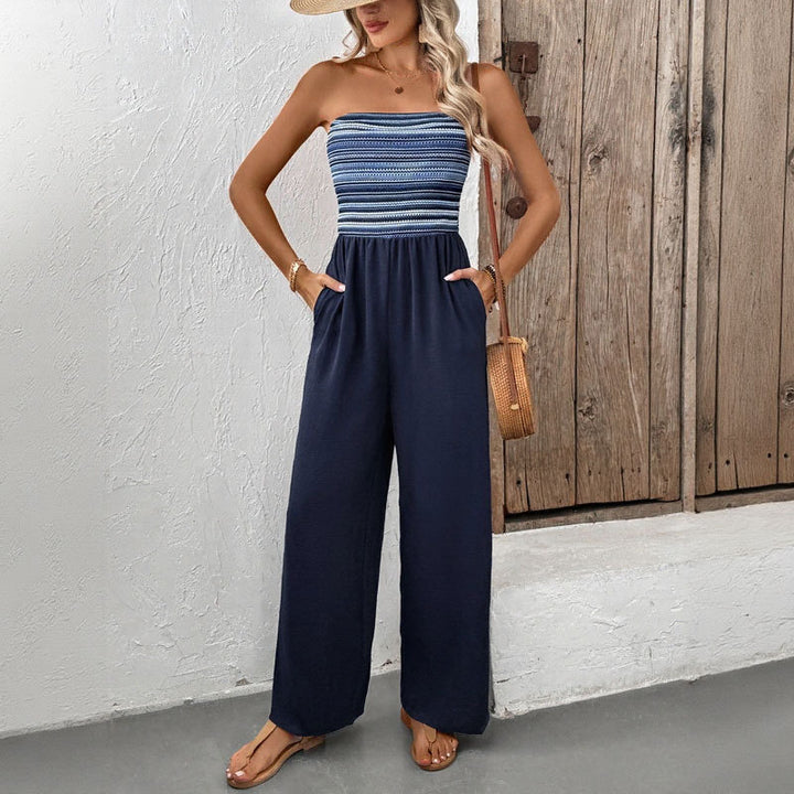Damen Jumpsuit mit weitem Bein und elastischem Oberteil Drune
