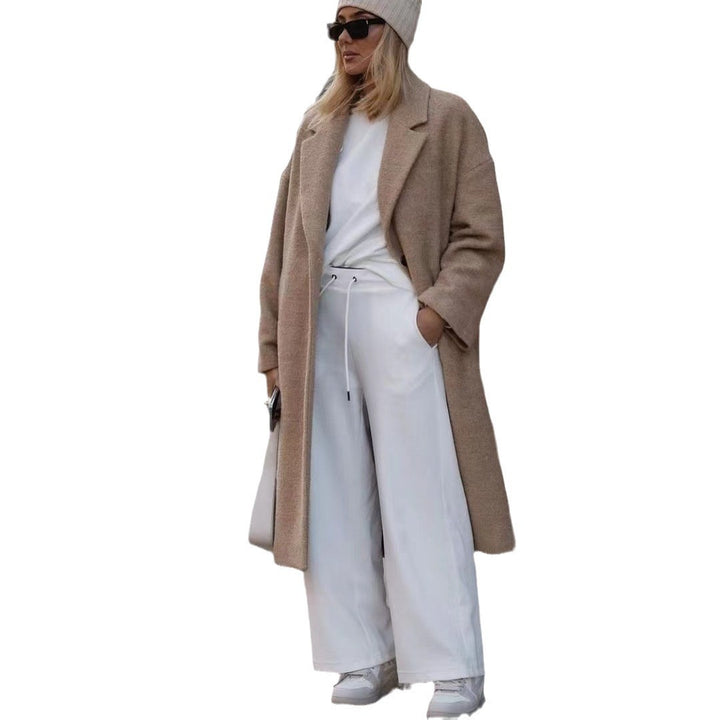 Damen Eleganter und warmer Wollmantel mit modernem Schnitt Drune