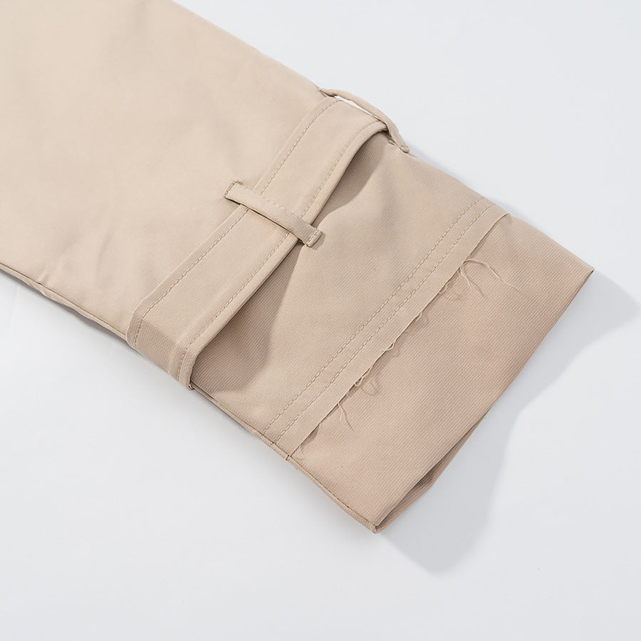 Damen Trendige cropped Trenchjacke mit doppeltem Knopfverschluss Drune