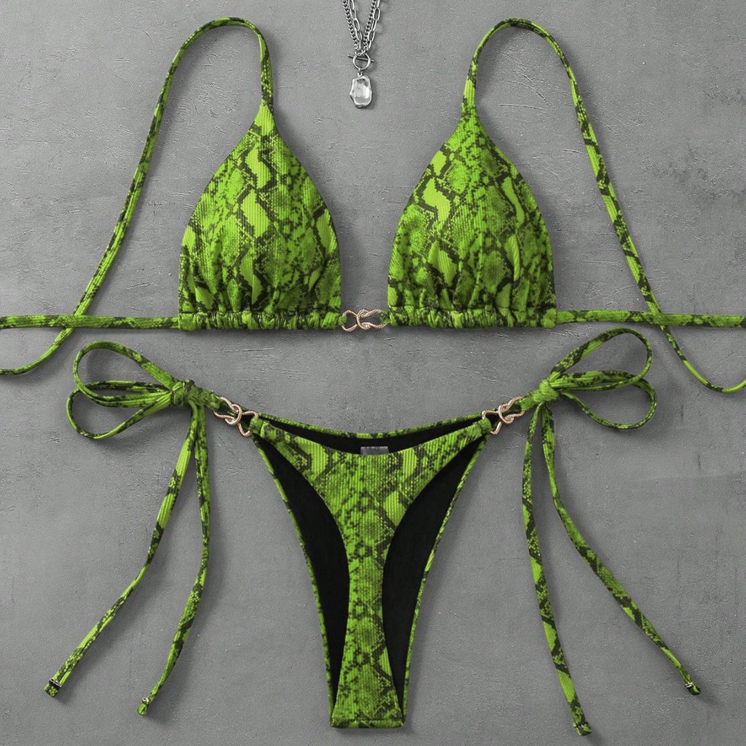 Damen Triangel-Bikini mit aufregendem Leopardenmuster Drune