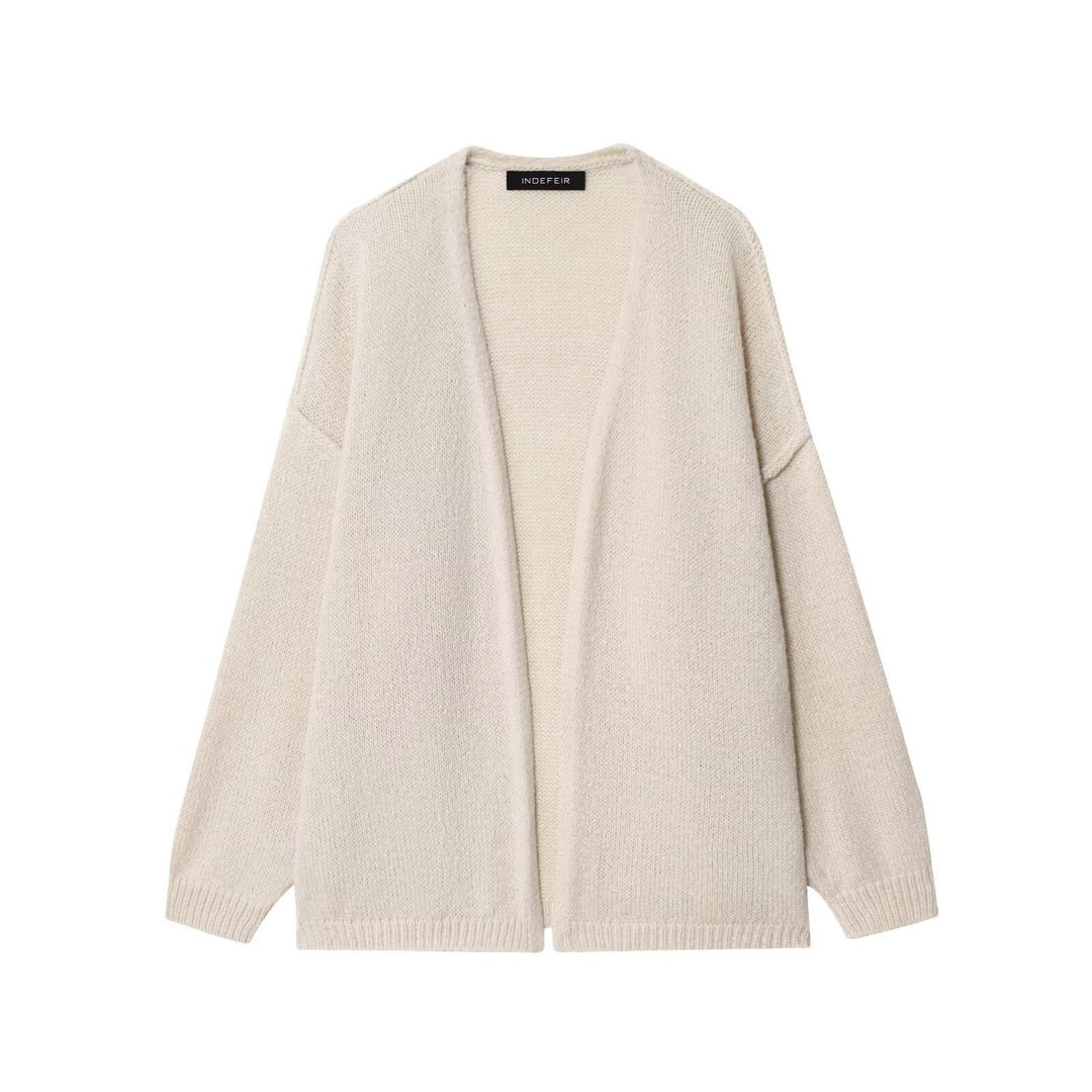 Damen Oversize Strickcardigan mit Ballonärmeln und offener Front Drune