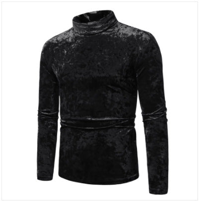 Herren nan figurbetontes Samtrollkragen-Langarmshirt mit Stretchanteil Drune
