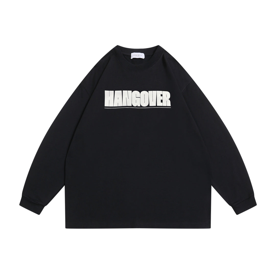 Unisex Oversize‑Sweatshirt mit markantem Typo‑Print, geripptem Rundhals und verlängerten Ärmeln Drune
