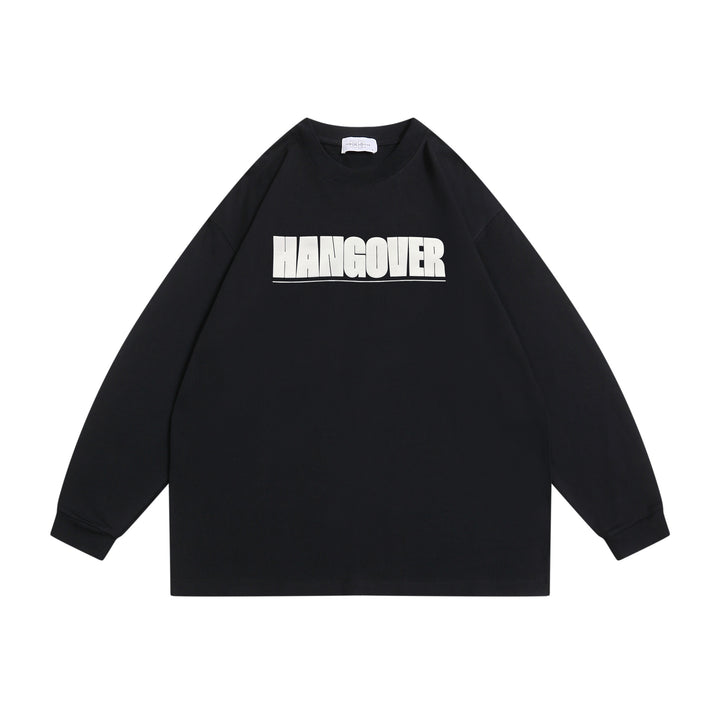 Unisex Oversize‑Sweatshirt mit markantem Typo‑Print, geripptem Rundhals und verlängerten Ärmeln Drune