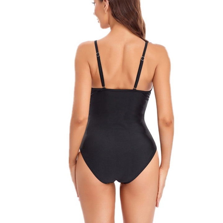 Damen Einteiler Badeanzug mit transparenter Einsätze und stilvollem V-Ausschnitt Drune