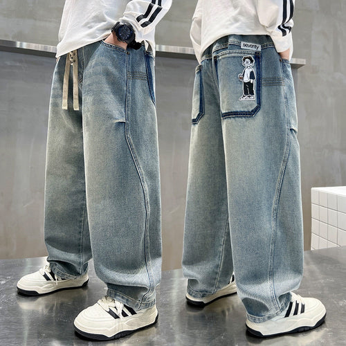 Unisex baggy Jeans mit kreativen Applikationen Drune