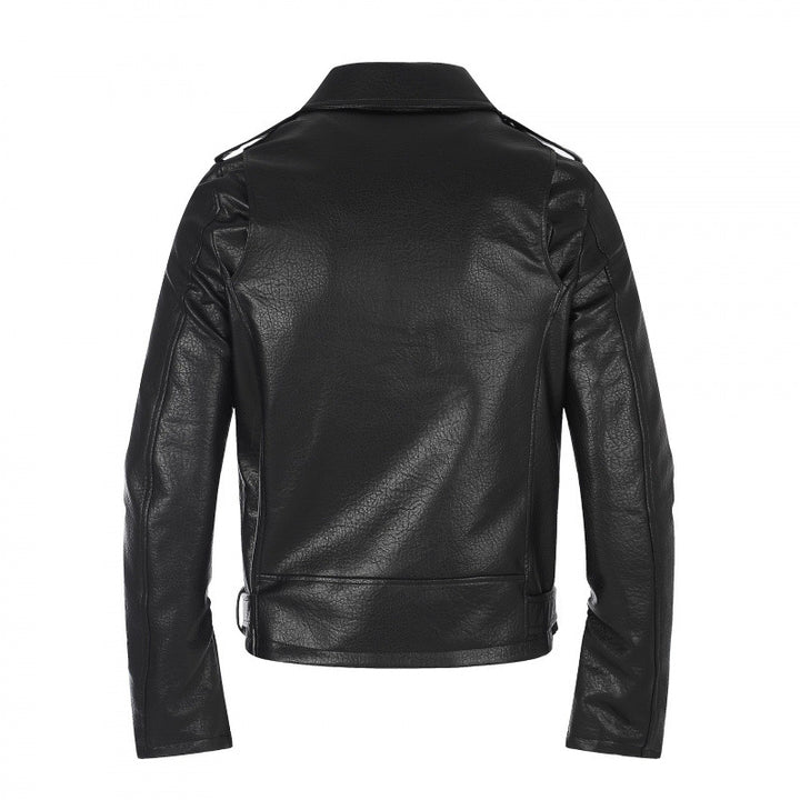 Herren Bikerjacke aus Lederoptik mit asymmetrischem Reißverschluss, Nieten‑Taillengürtel und Reißverschlussärmeln Drune
